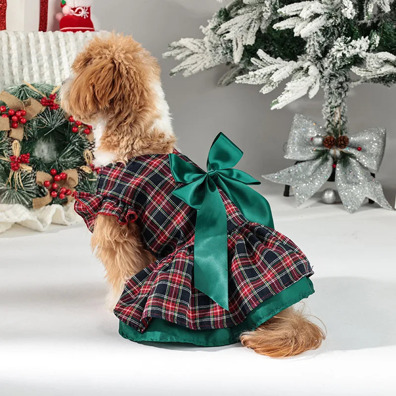 Festive Plaid Dog Dress