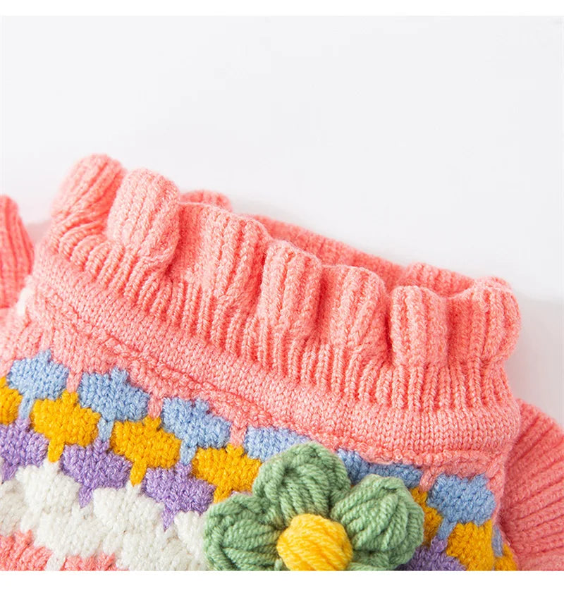 Cozy Knitted Flower Dog Sweater