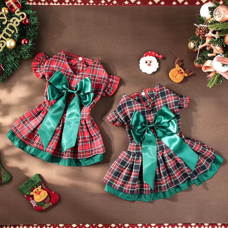 Festive Plaid Dog Dress