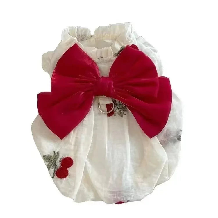 Cute Cherry Bow Yarn Dress