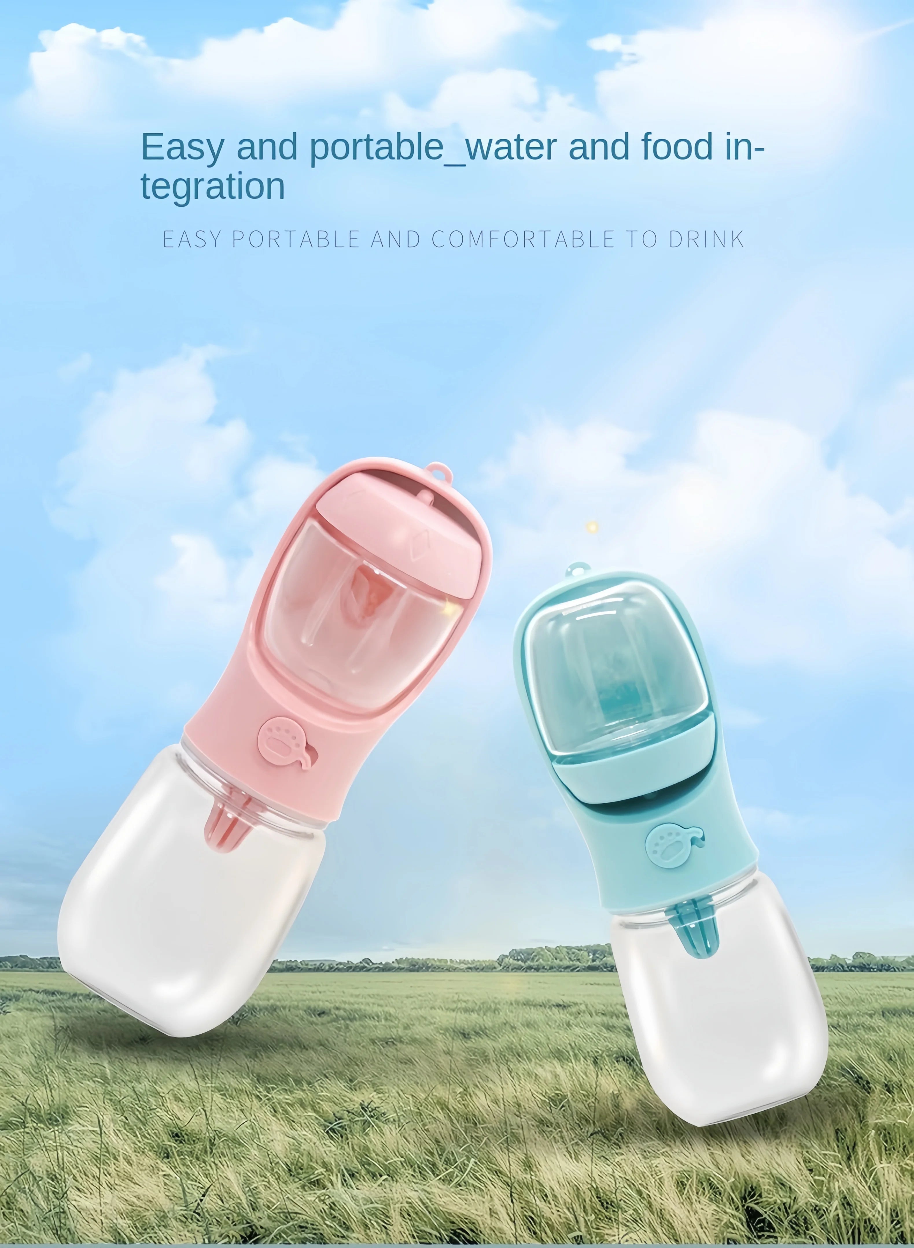 Travel-Friendly Pet Water and Food Bottle