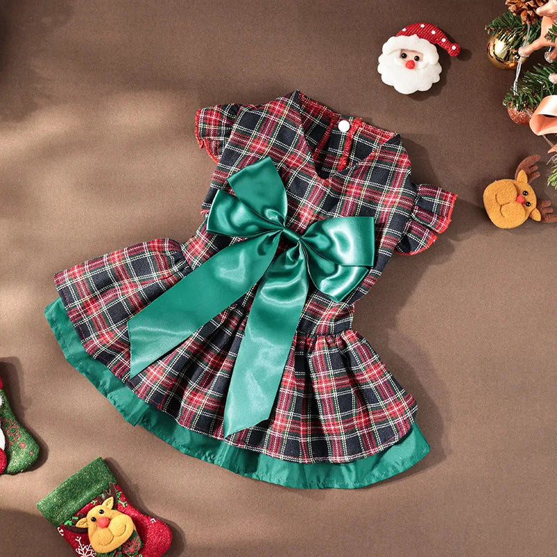 Festive Plaid Dog Dress