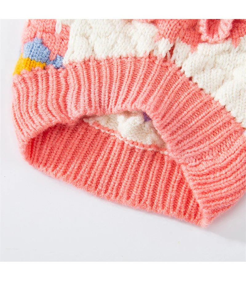 Cozy Knitted Flower Dog Sweater