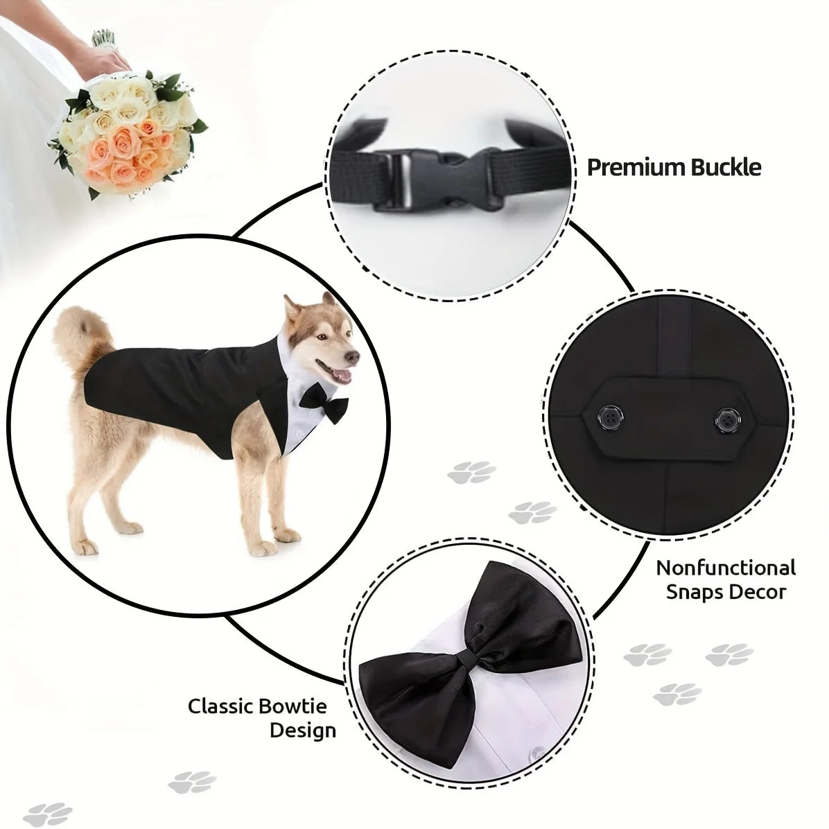 Dog Wedding Costume with Bow Tie