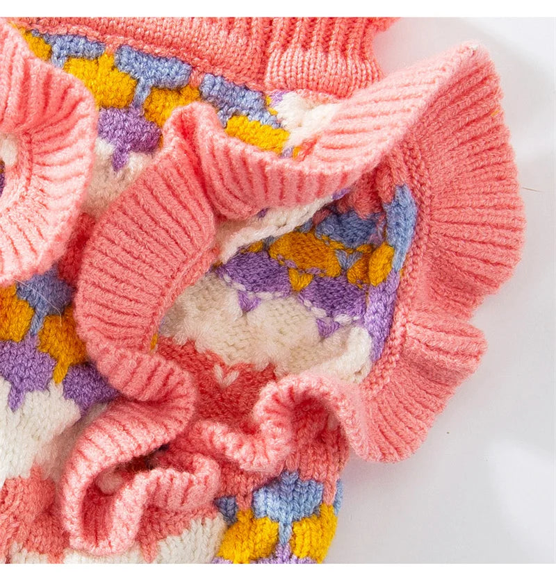 Cozy Knitted Flower Dog Sweater