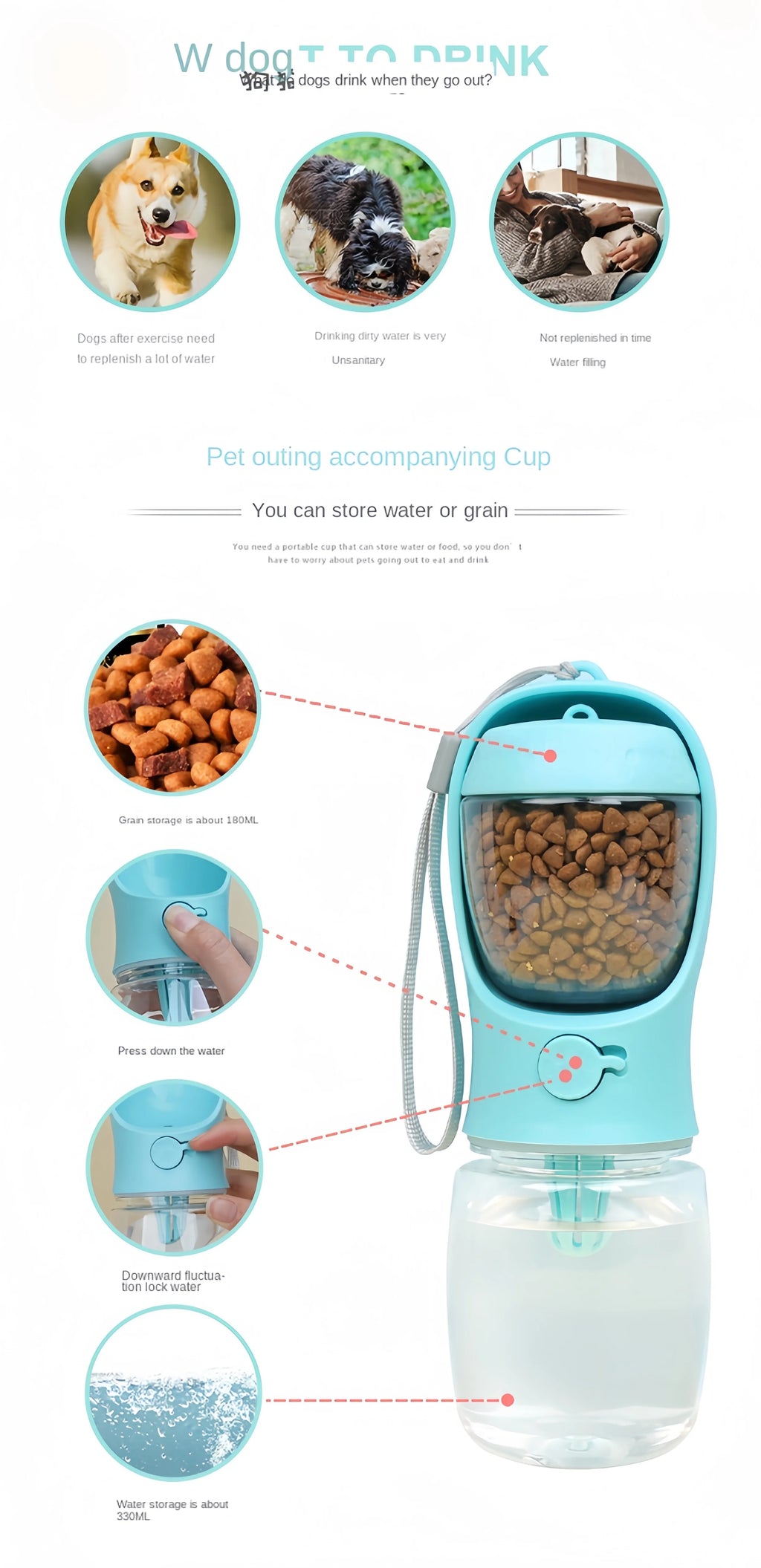 Travel-Friendly Pet Water and Food Bottle