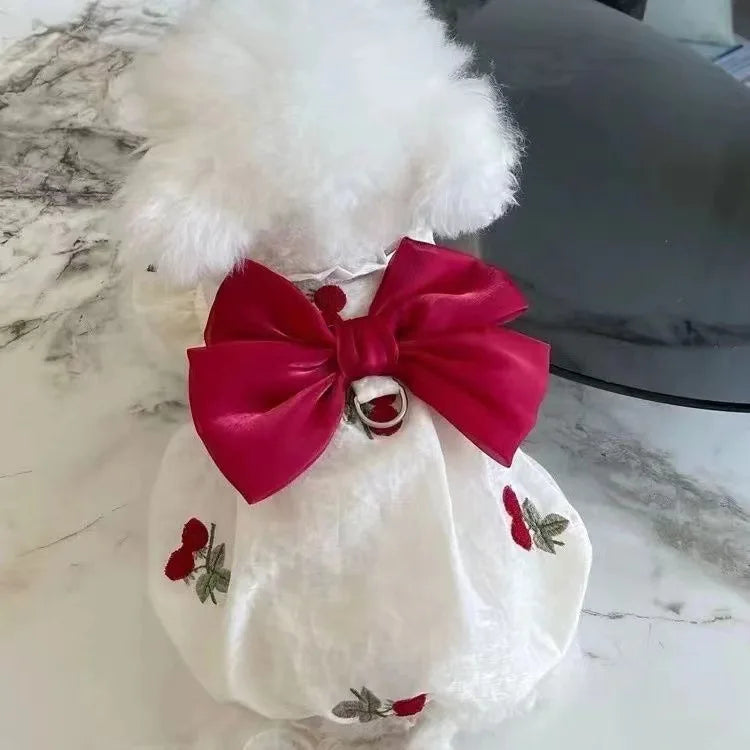 Cute Cherry Bow Yarn Dress