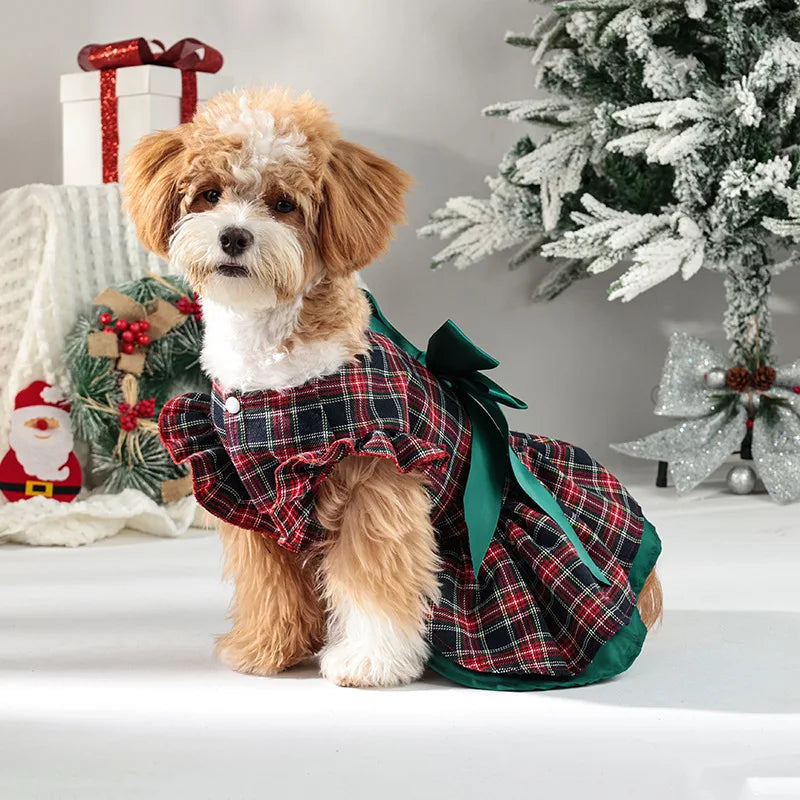 Festive Plaid Dog Dress