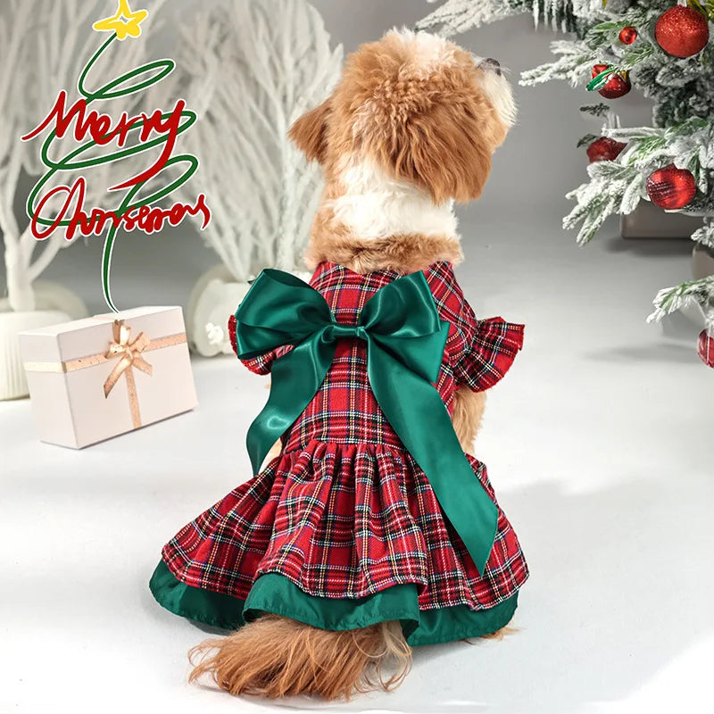 Festive Plaid Dog Dress