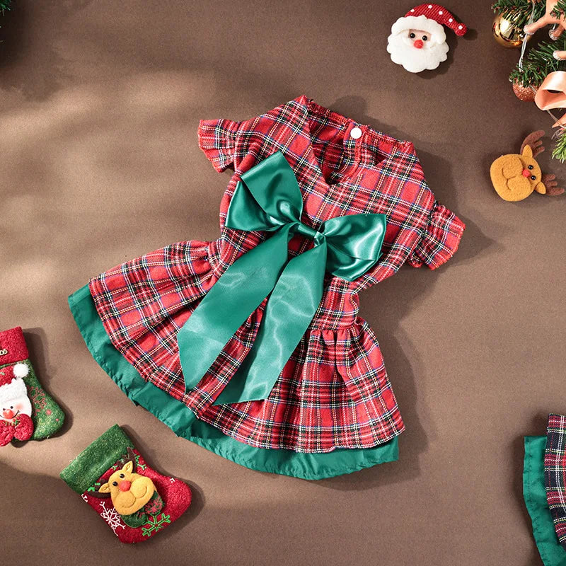 Festive Plaid Dog Dress