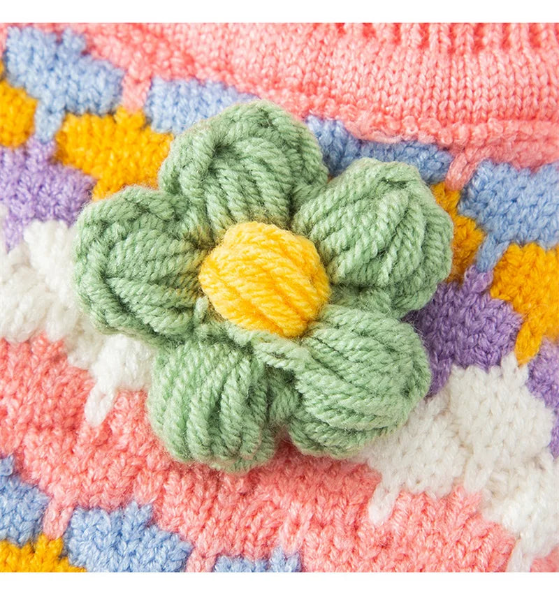 Cozy Knitted Flower Dog Sweater