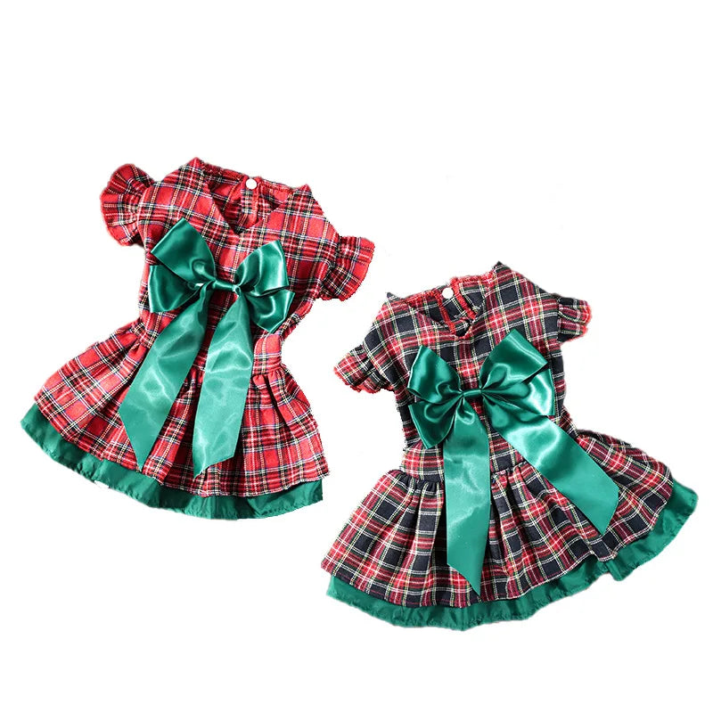 Festive Plaid Dog Dress