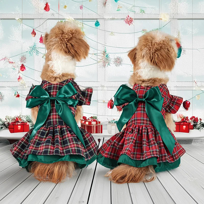 Festive Plaid Dog Dress